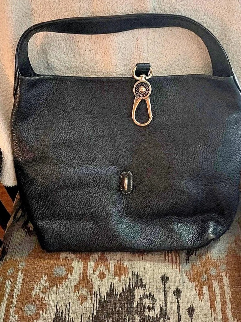 Dooney & Bourke Lucca Leather Logo Lock Hobo Black